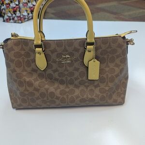 Coach Brown and Yellow Satchel
